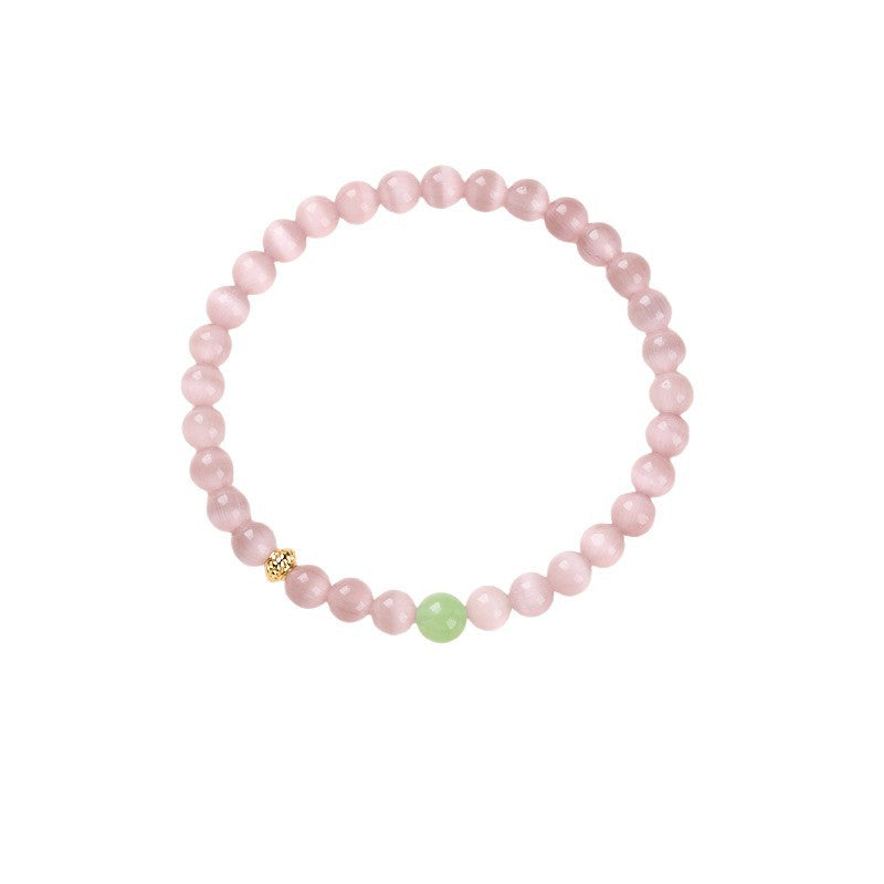 Pink Cat’s Eye with Green Chalcedony Bracelet