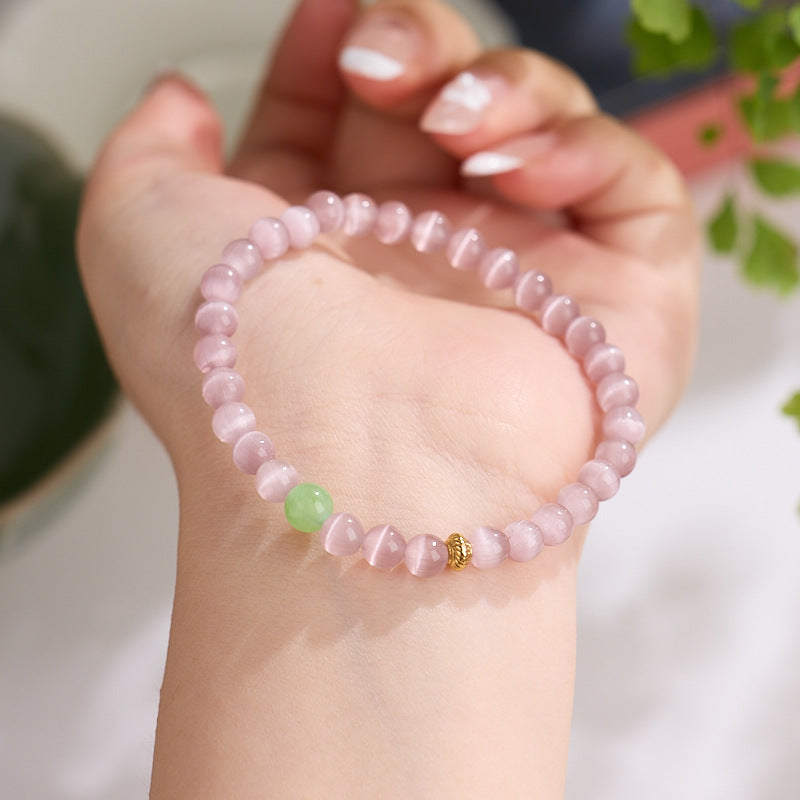 Pink Cat’s Eye with Green Chalcedony Bracelet