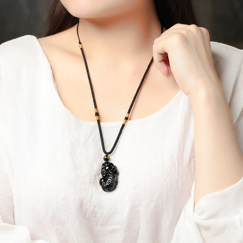 Pixiu Black Obsidian Necklace