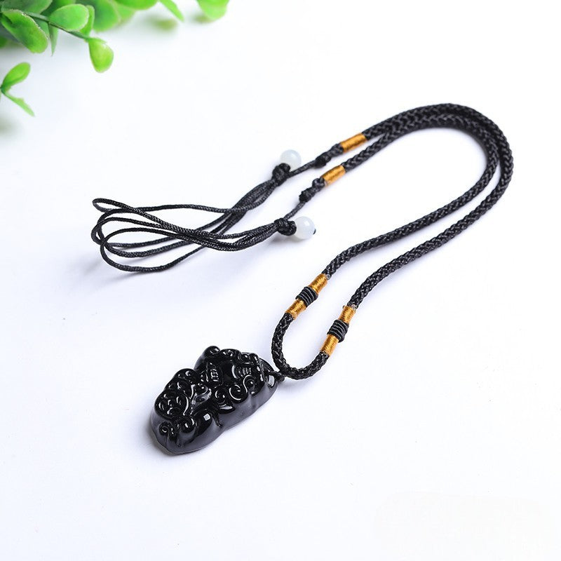Pixiu Black Obsidian Necklace
