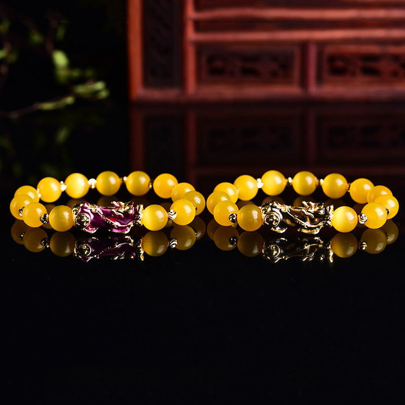 Pixiu Guardian Cat Eye Energy Bracelet