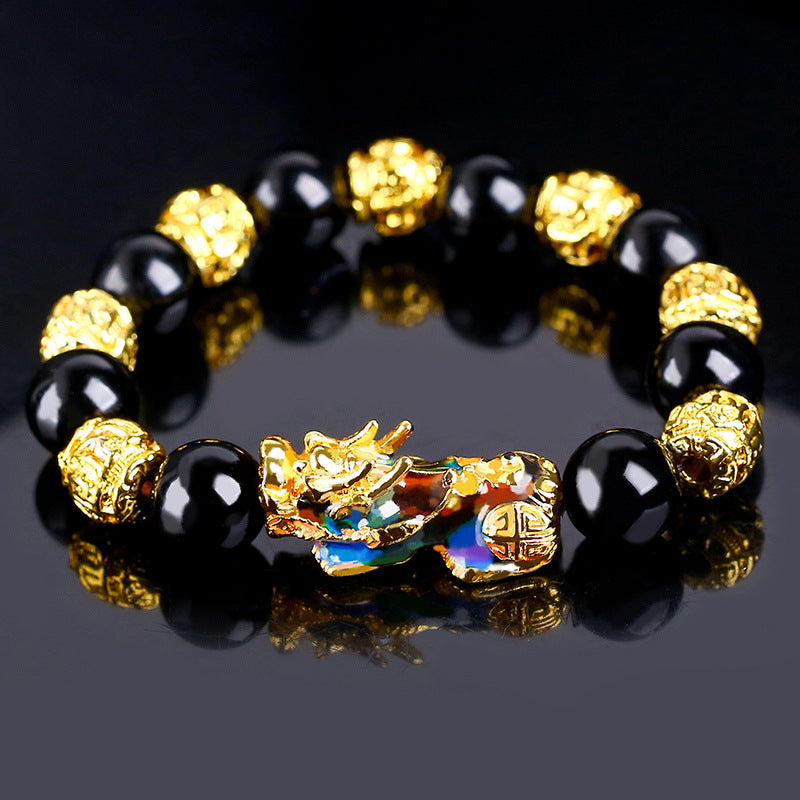 Pixiu Obsidian Mantra Wealth Bracelet