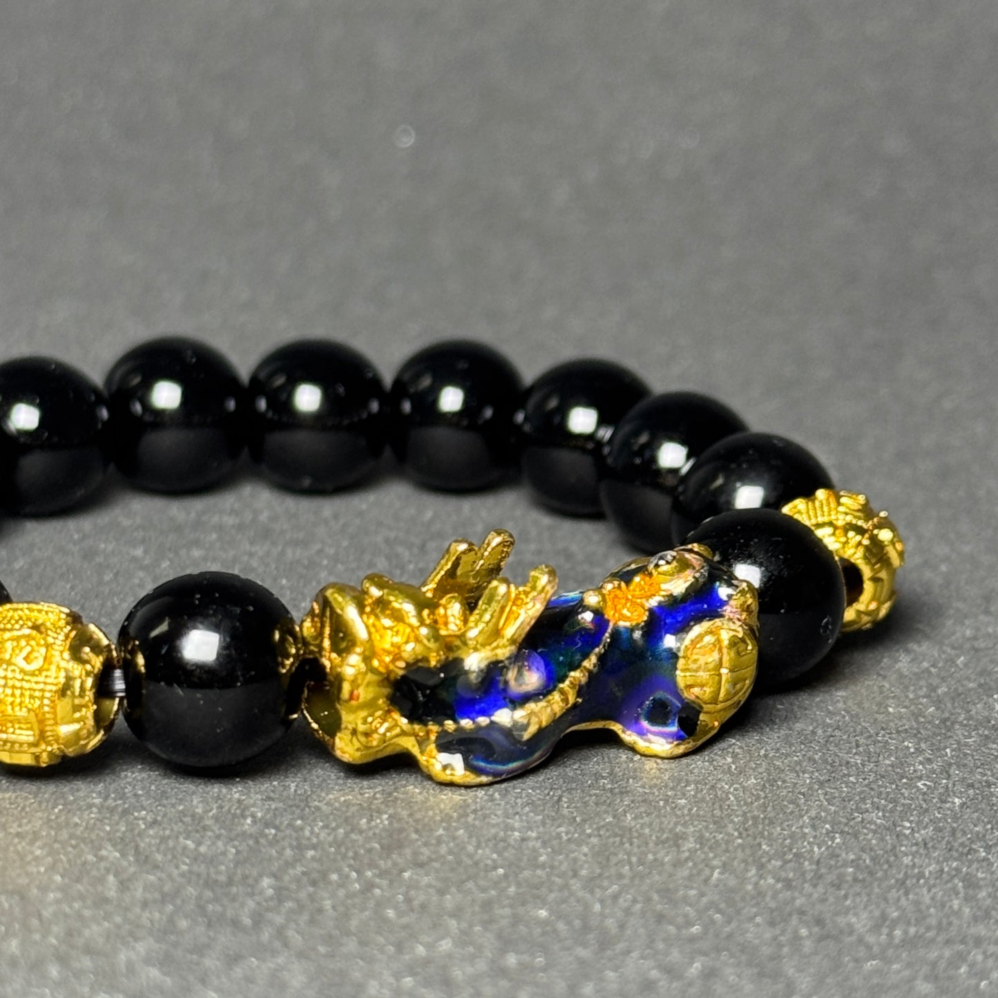 Pixiu Wealth Protection Black Obsidian Bracelet
