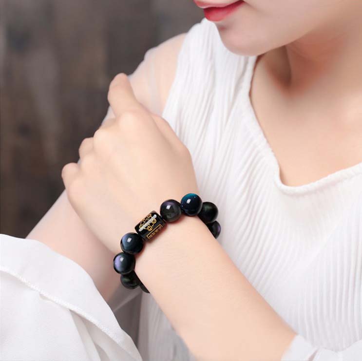 Schutz Regenbogen Obsidian Fünf Elemente Perlenarmband