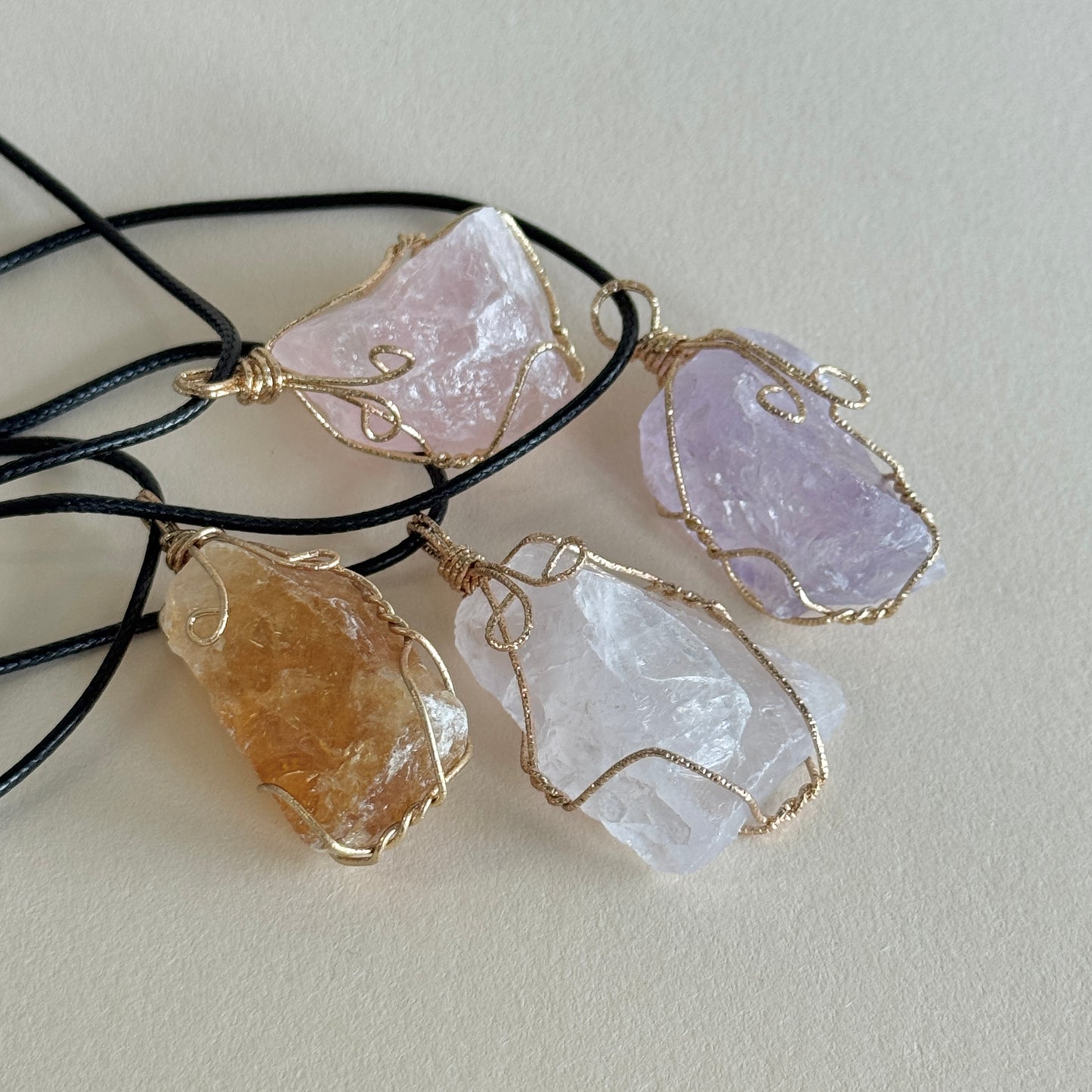 Raw Crystal Wire-Wrapped Pendant Necklace