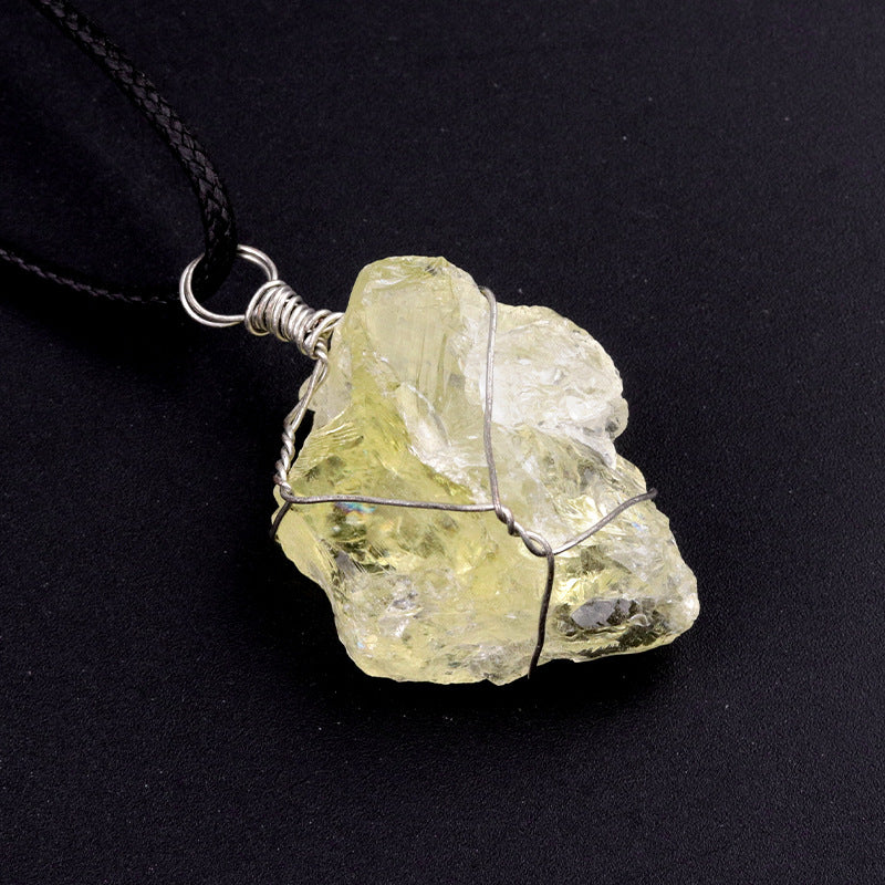 Raw Crystal Wire-Wrapped Pendant Necklace