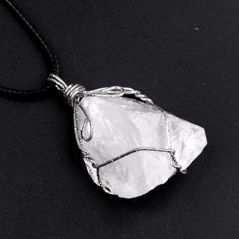 Raw Crystal Wire-Wrapped Pendant Necklace
