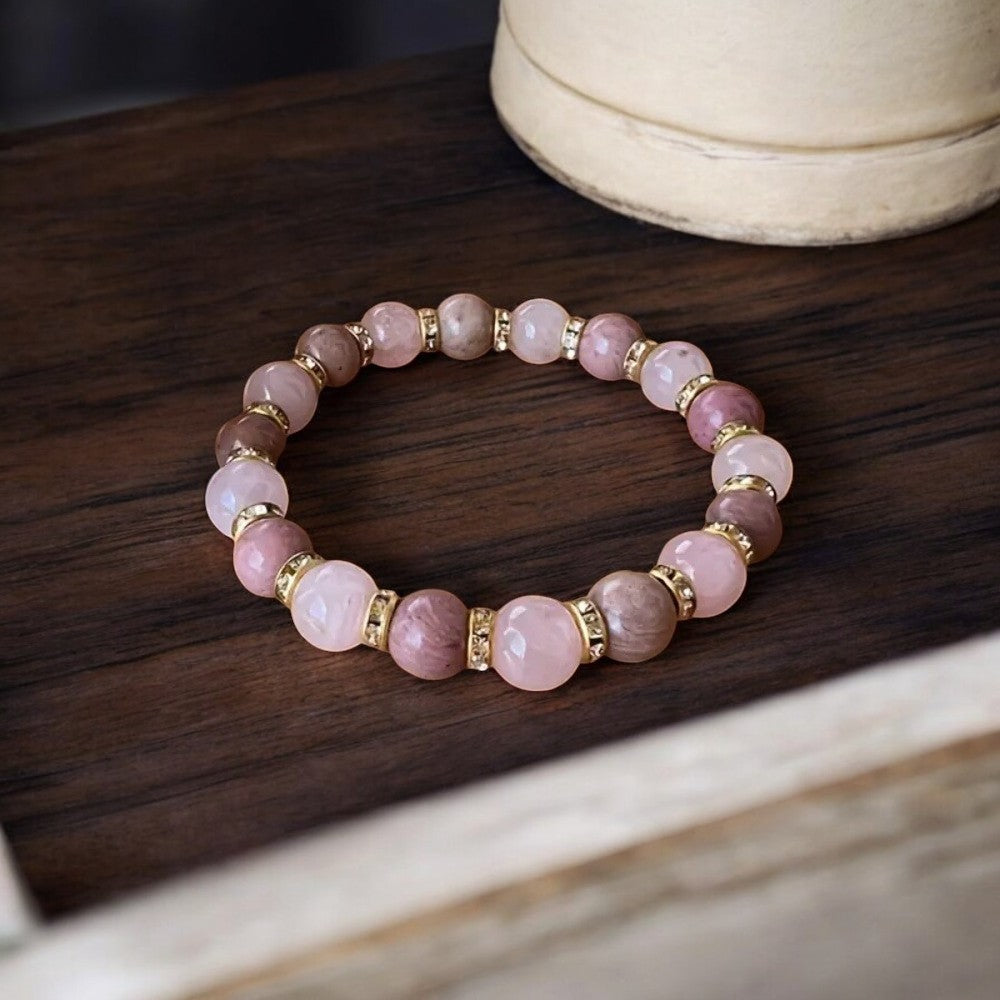 Rose Quartz Bead Love Bracelet 3
