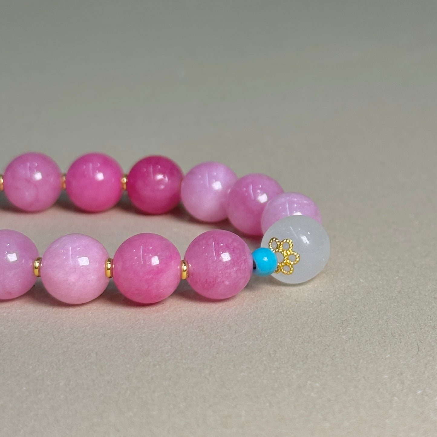 Rose Quartz Romance Bracelet with Fish Tail Pendant