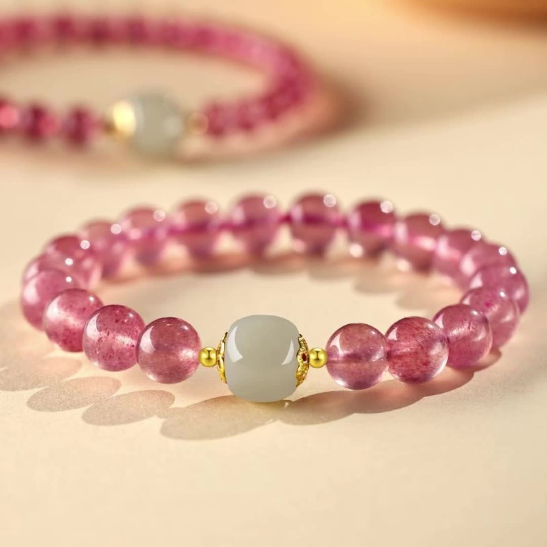 Strawberry Quartz Jade Love Bracelet