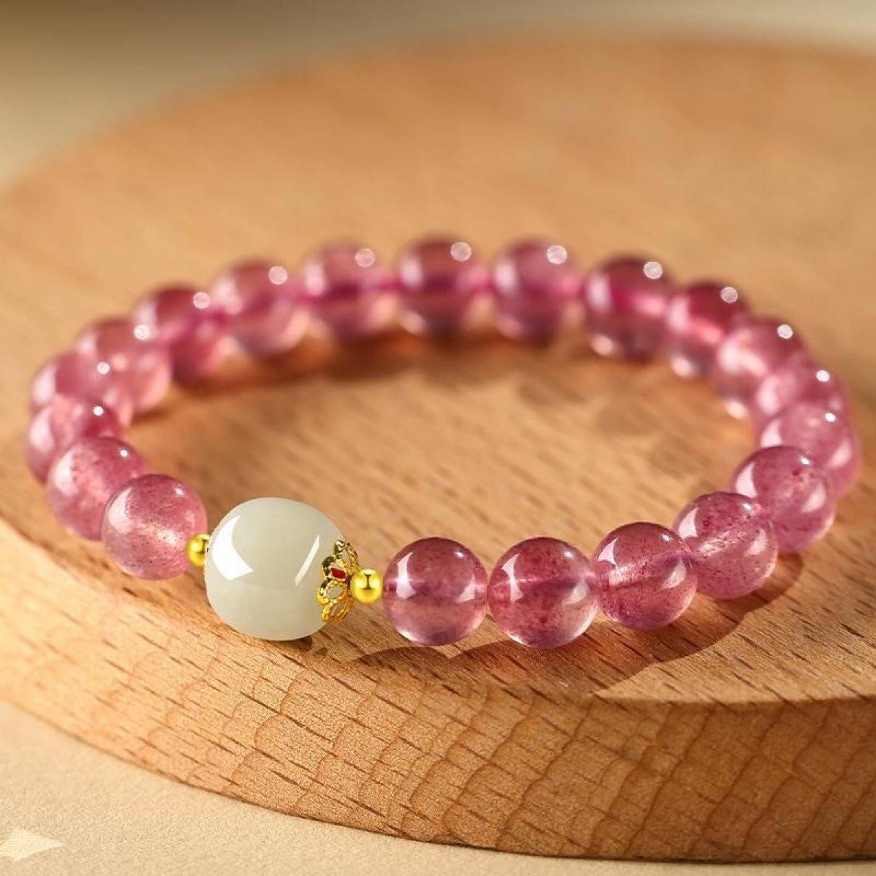 Strawberry Quartz Jade Love Bracelet