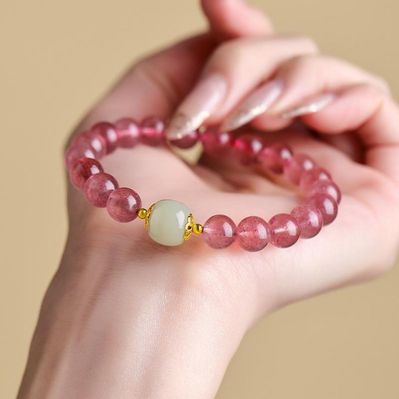 Strawberry Quartz Jade Love Bracelet