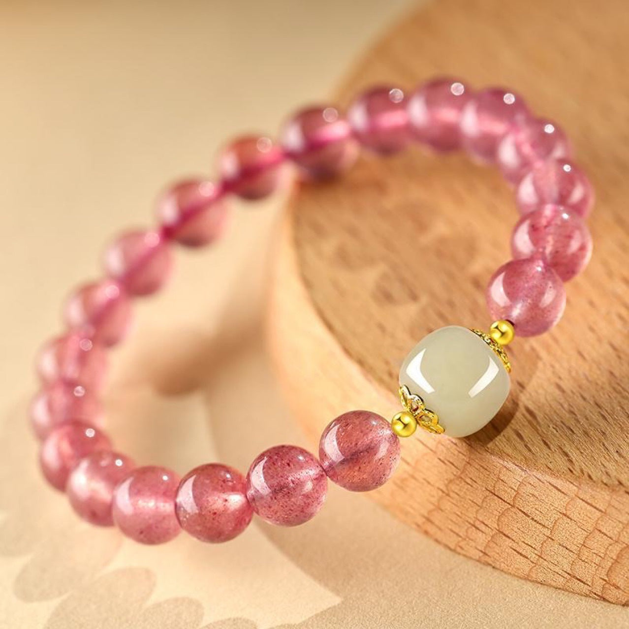 Strawberry Quartz Jade Love Bracelet