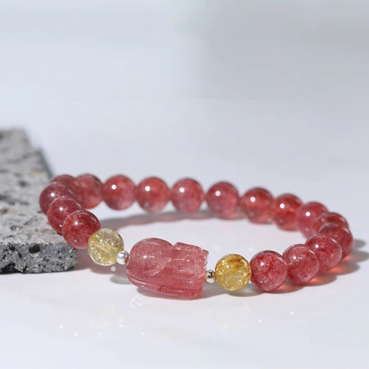 Strawberry Quartz Pixiu Bracelet