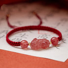 Strawberry Quartz Pixiu Red String Bracelet