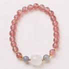 Love & Luck – Strawberry Quartz White Jade bead Bracelet