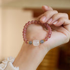 Love & Luck – Strawberry Quartz White Jade bead Bracelet