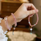 Love & Luck – Strawberry Quartz White Jade bead Bracelet