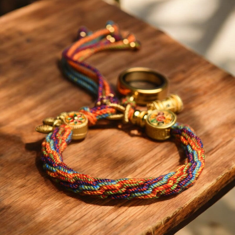 Tibetan Om Mani Padme Hum Luck Knot String Bracelet wood