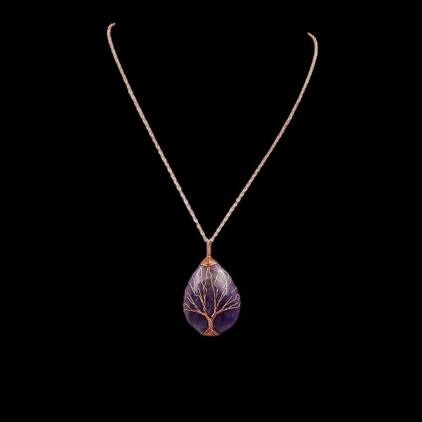 Tree of Life Natural Quartz Crystal Healing Energy Pendant3