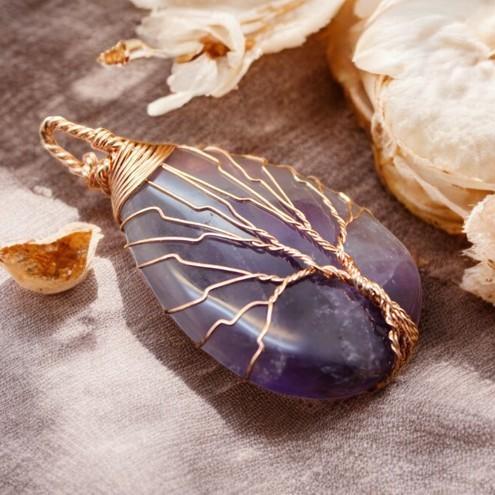 Tree of Life Natural Quartz Crystal Healing Energy Pendant6