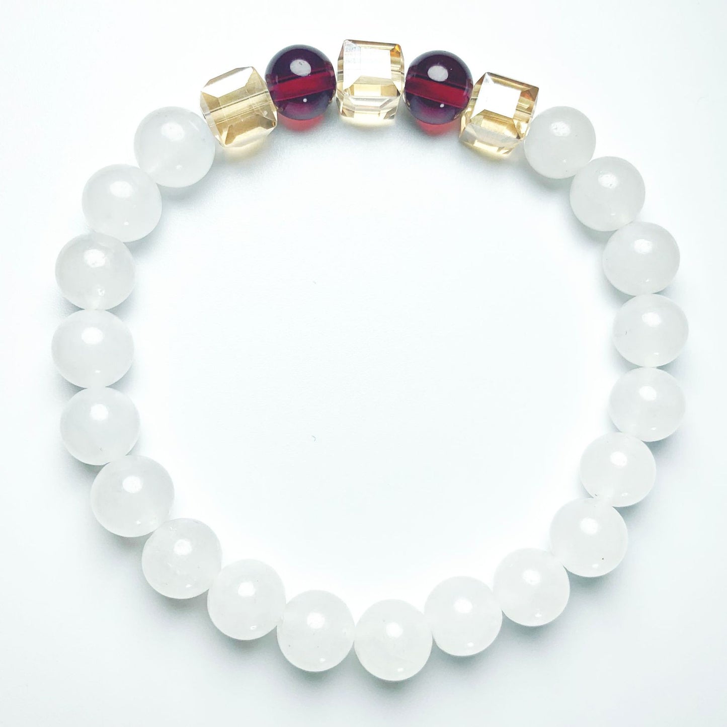 White Chalcedony Garnet Geometric Citrine Bracelet