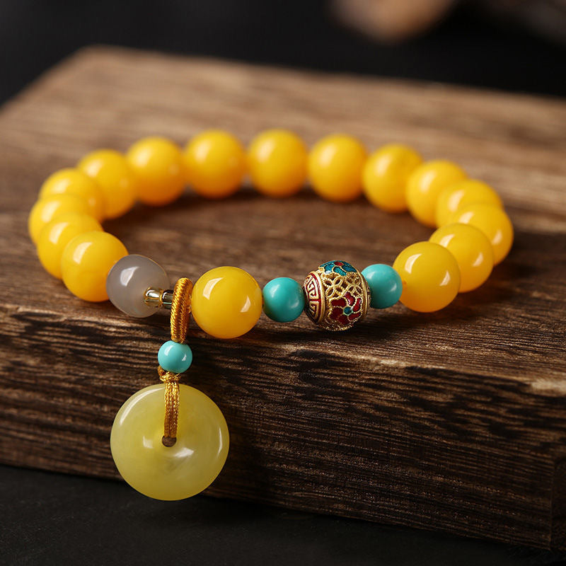 Yellow Agate Peace Amulet Bracelet
