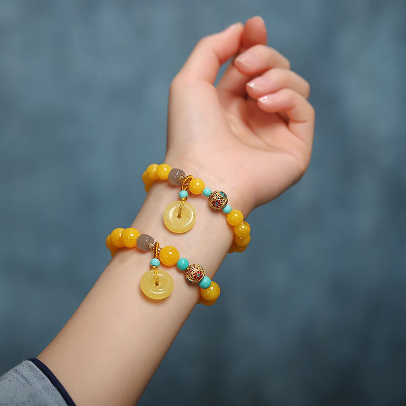 Yellow Agate Peace Amulet Bracelet