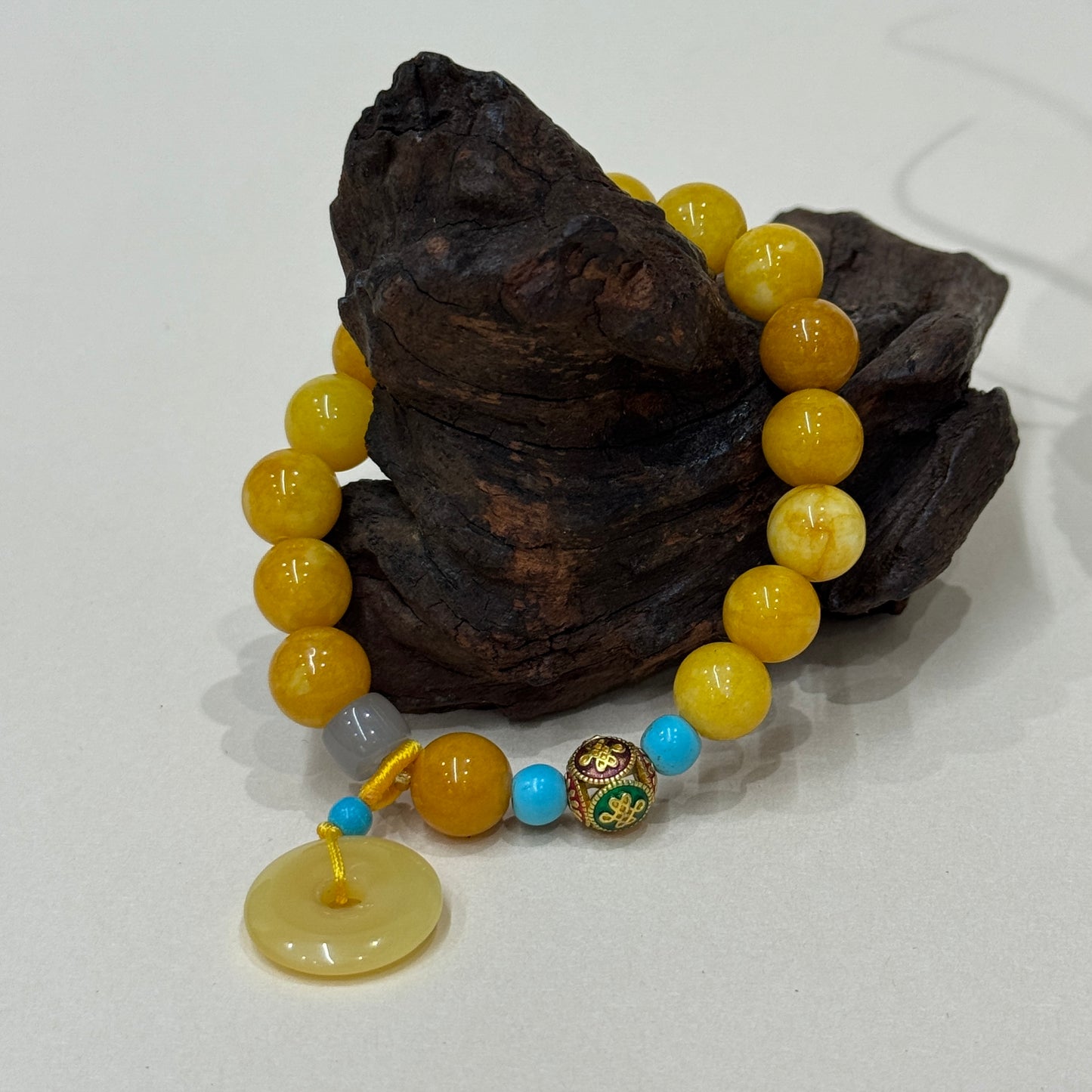 Yellow Agate Peace Amulet Bracelet