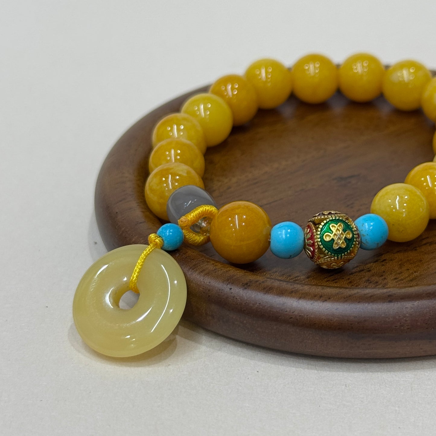 Yellow Agate Peace Amulet Bracelet