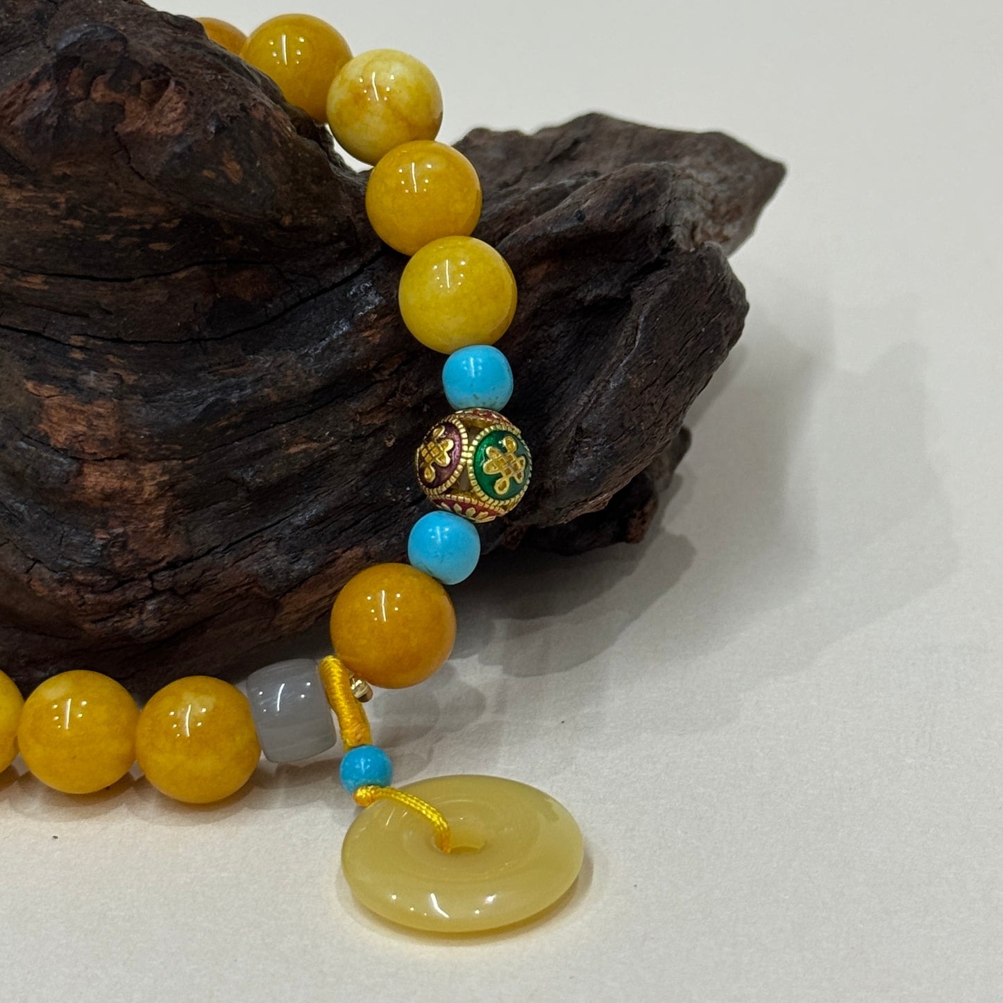 Yellow Agate Peace Amulet Bracelet