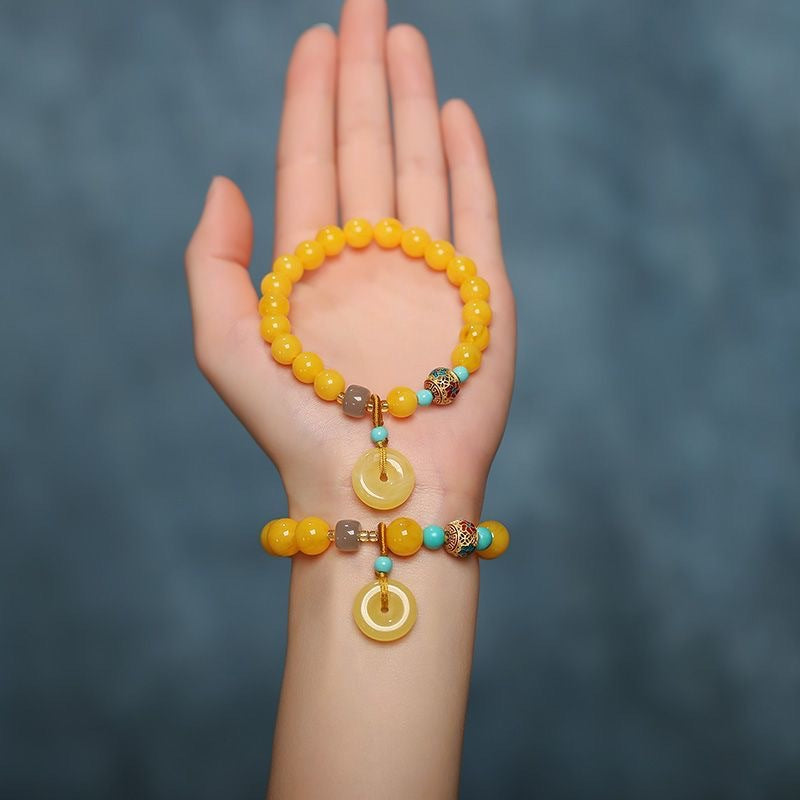 Yellow Agate Peace Amulet Bracelet