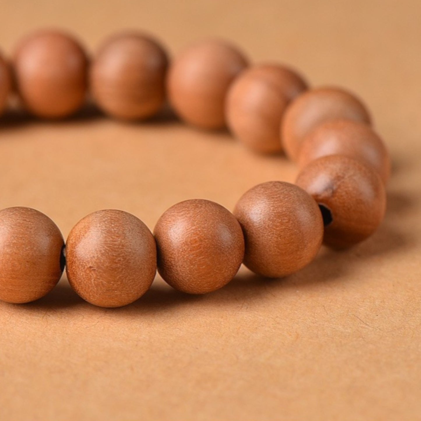 Peach Wood Beads Bracelet