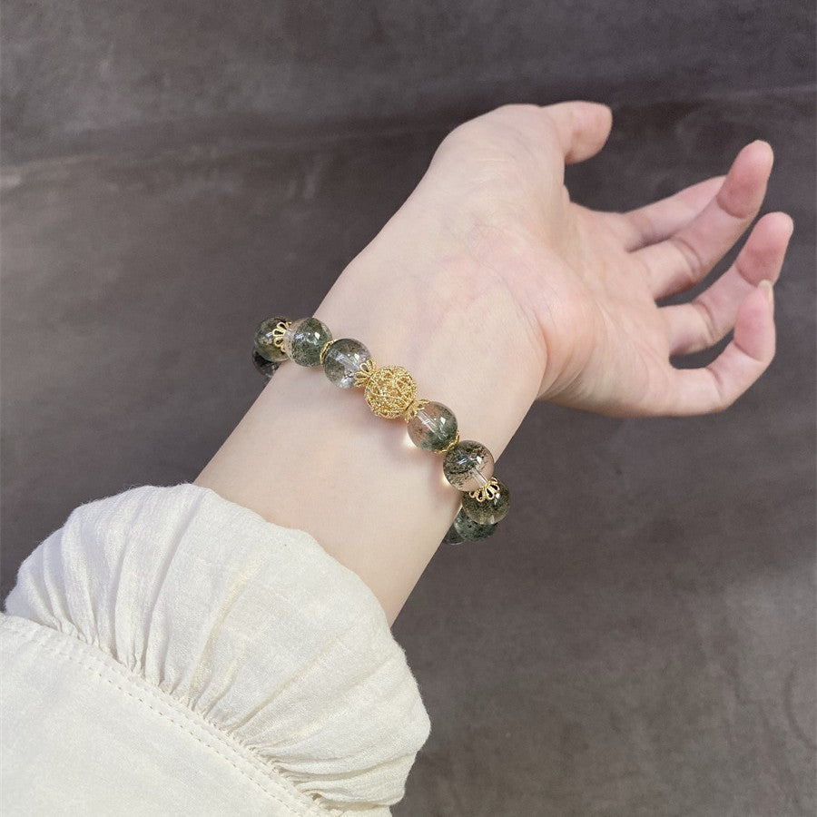 Green Phantom Quartz Bead Bracelet