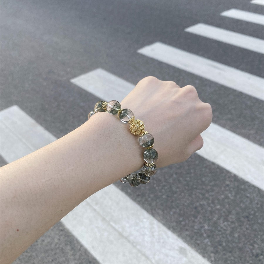 Green Phantom Quartz Bead Bracelet