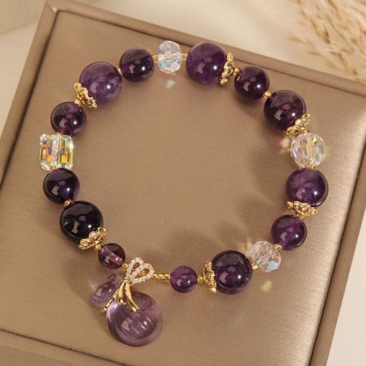 Amethyst Lucky Bag Pendant Bracelet