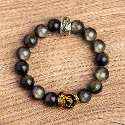 Wukong-Schutzarmband aus goldenem Obsidian