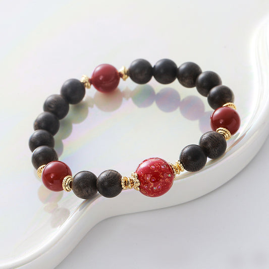 Agarwood Red Agate Lucky Beaded Bracelet