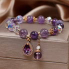 Amethyst Pendant Bead Bracelet