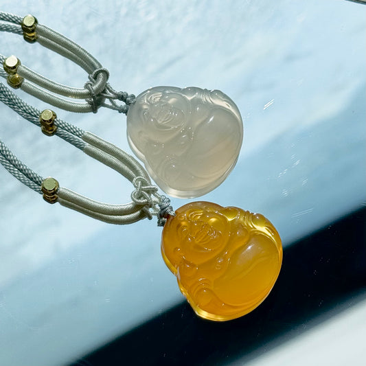 Chalcedony Maitreya Buddha Pendant Necklace