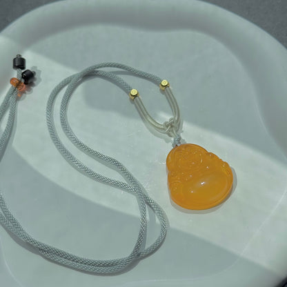 Chalcedony Maitreya Buddha Pendant Necklace