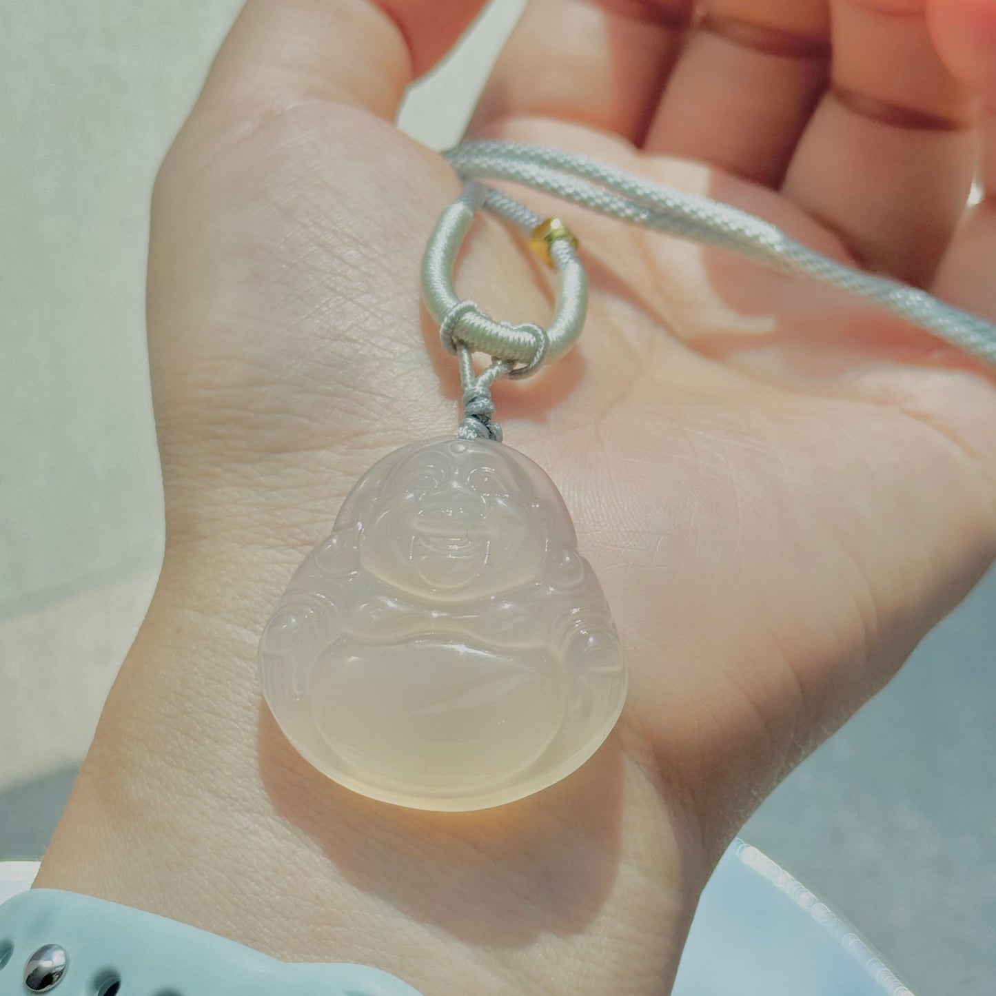 Chalcedony Maitreya Buddha Pendant Necklace