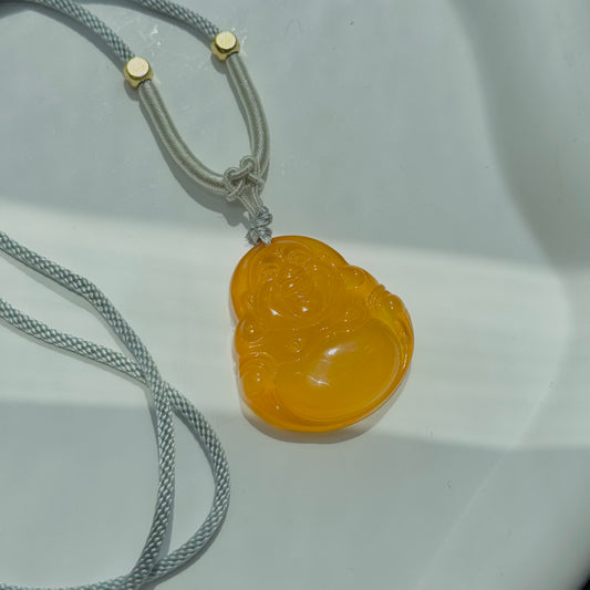 Chalcedony Maitreya Buddha Pendant Necklace