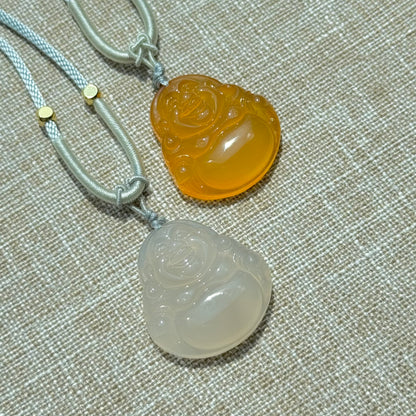 Chalcedony Maitreya Buddha Pendant Necklace