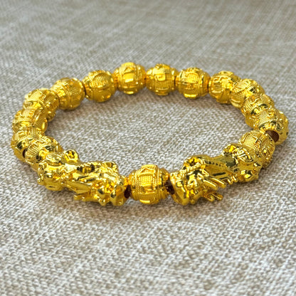 Double Golden Pixiu Wealth Mantra Bracelet