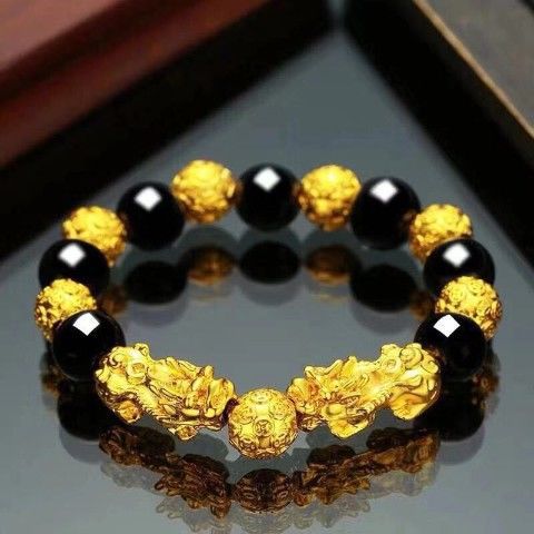 Double Guardian Pixiu Obsidian Bracelet