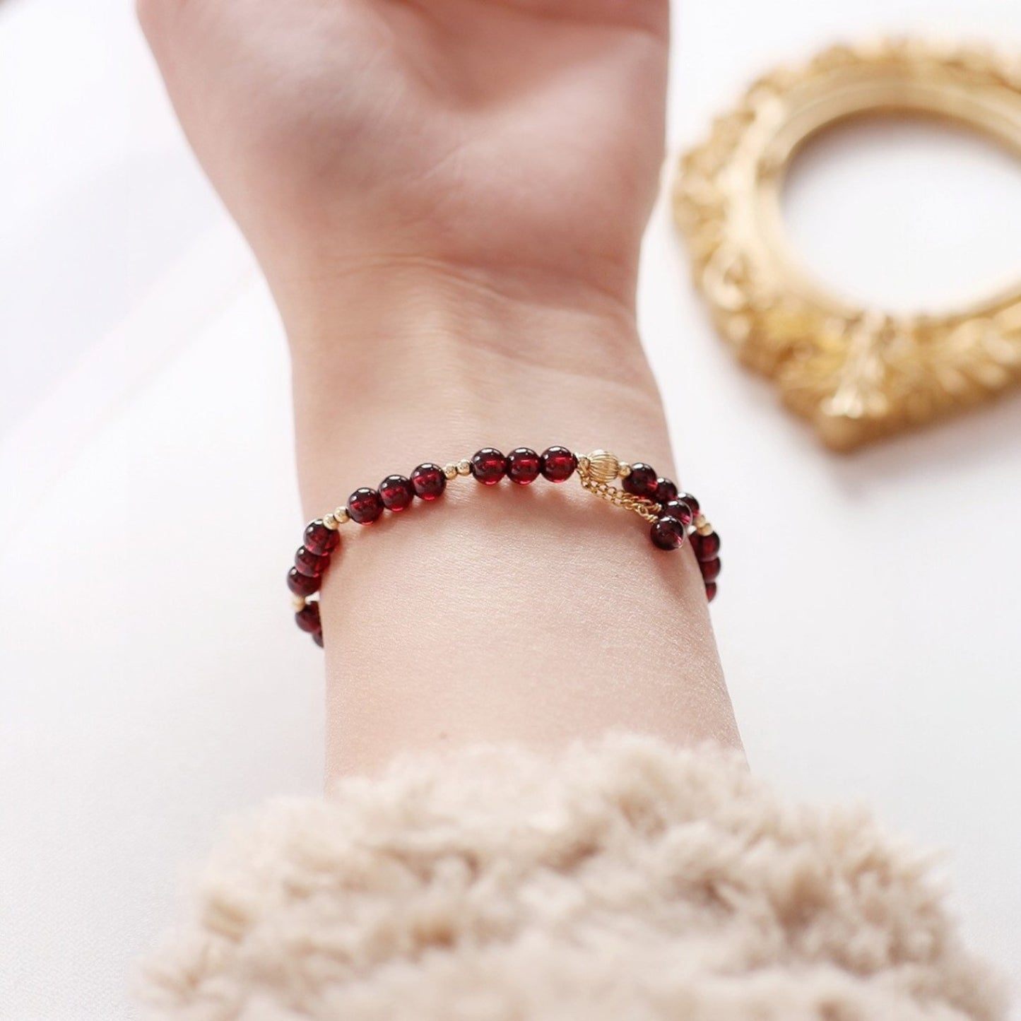 Garnet Three-Bead Bracelet