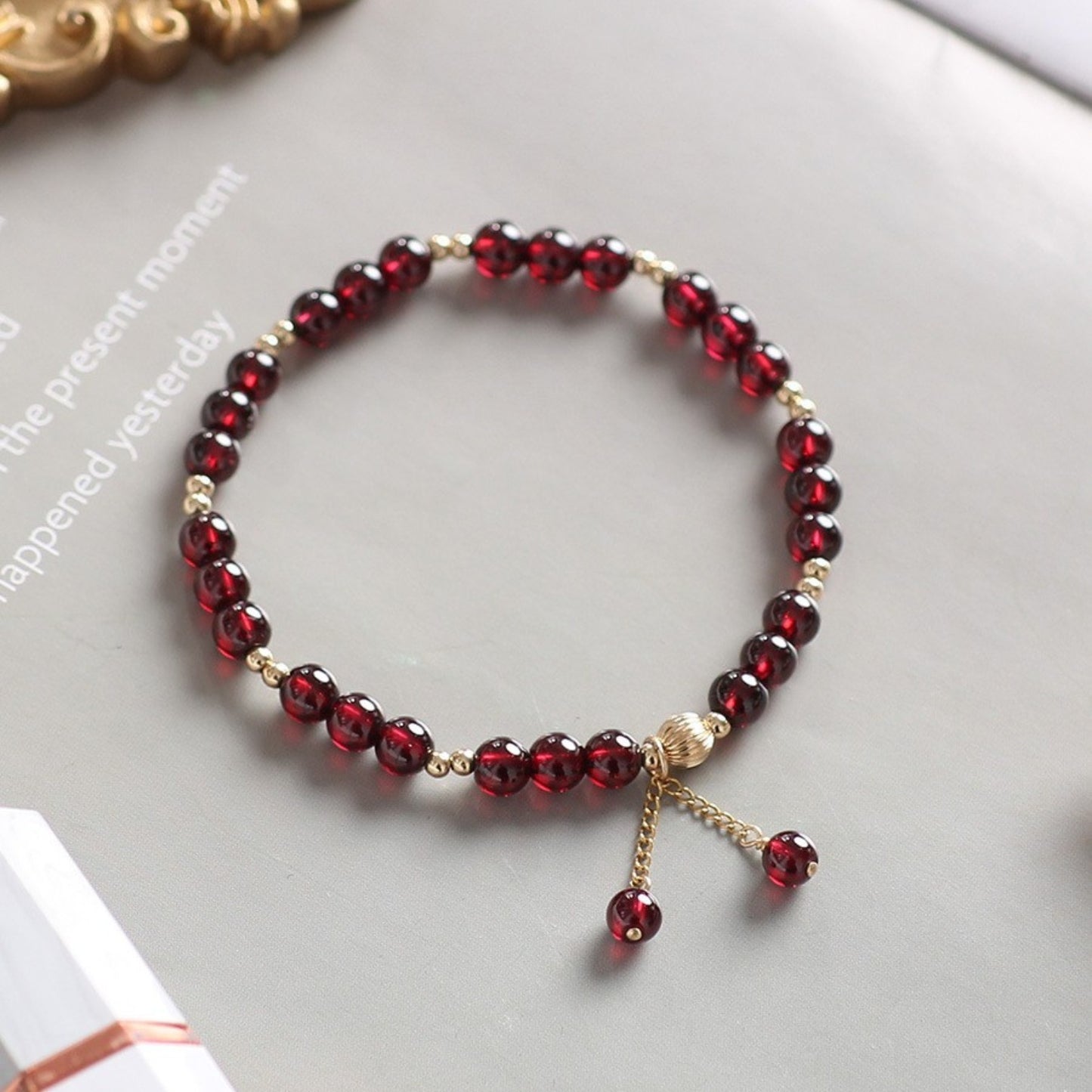 Garnet Three-Bead Bracelet