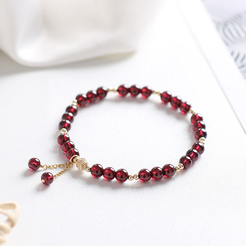 Garnet Three-Bead Bracelet