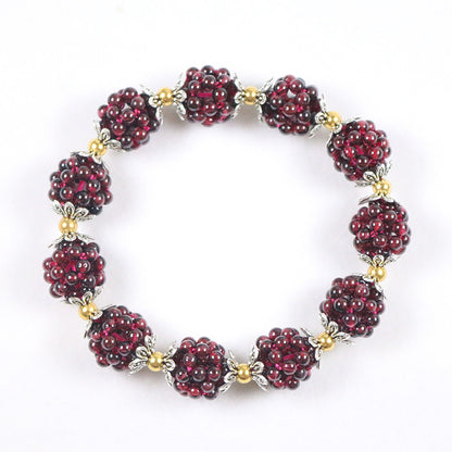 Garnet Woven Floral Sphere Bracelet